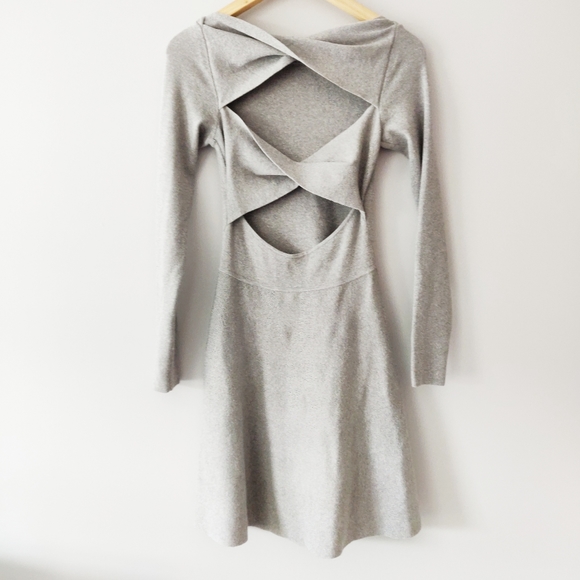 Club Monaco Grey Knit Dress with Twist Back - Picture 4 of 8